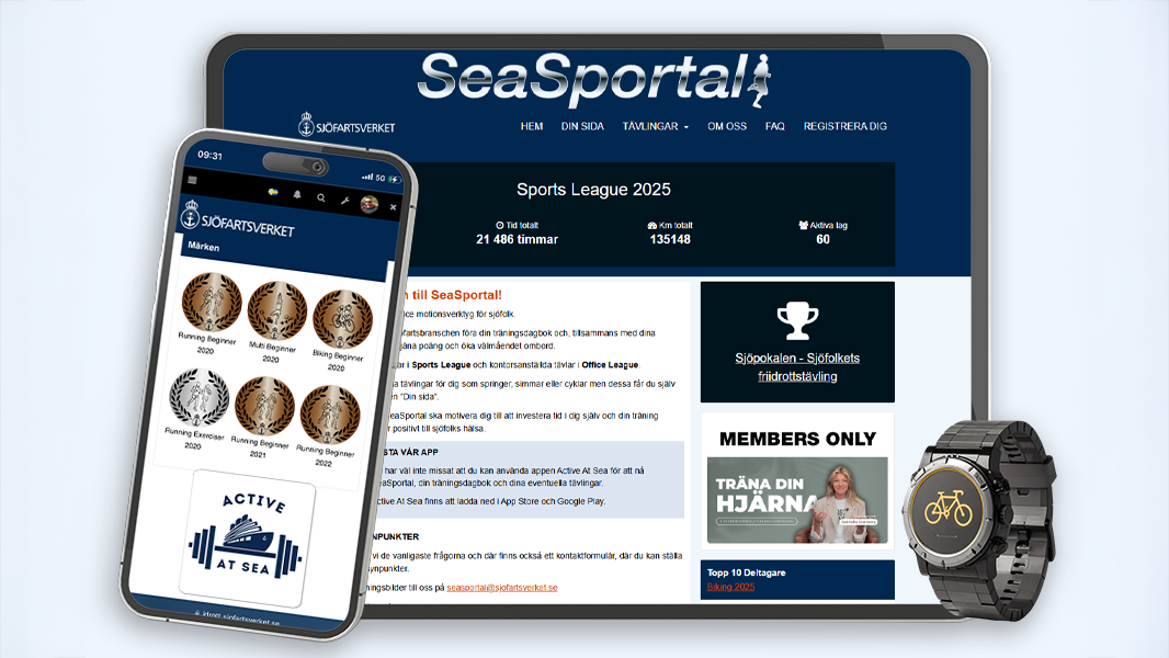 Ipad displaying SeaSportal's website.