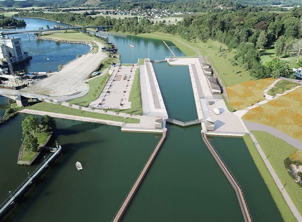 Drönarbild på den nya Triangelslussen Drönarbild på den nya Triangelslussen