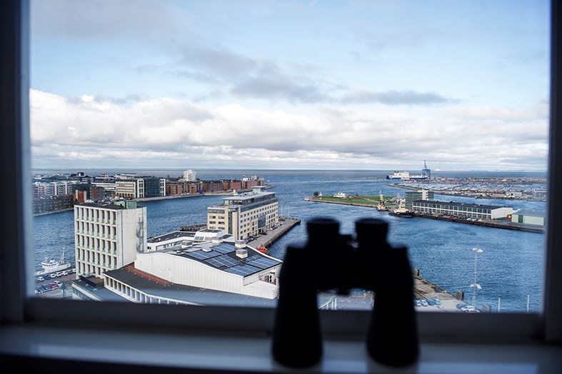 Utsikt från sjötrafikcentralen i Malmö.